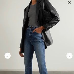 DEADWOOD Brooke Black leather oversized blazer